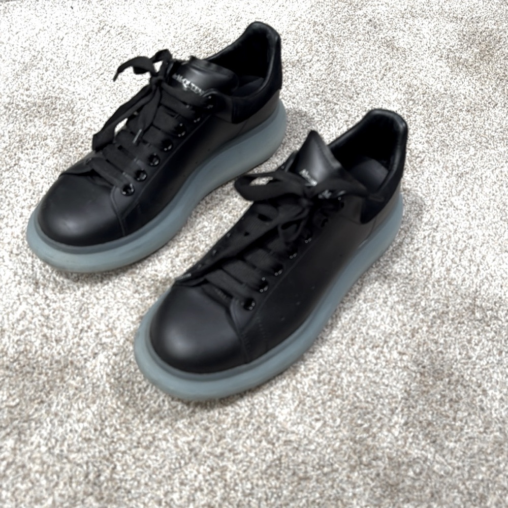 Alexander McQueen Black Sneakers with Blue Sole